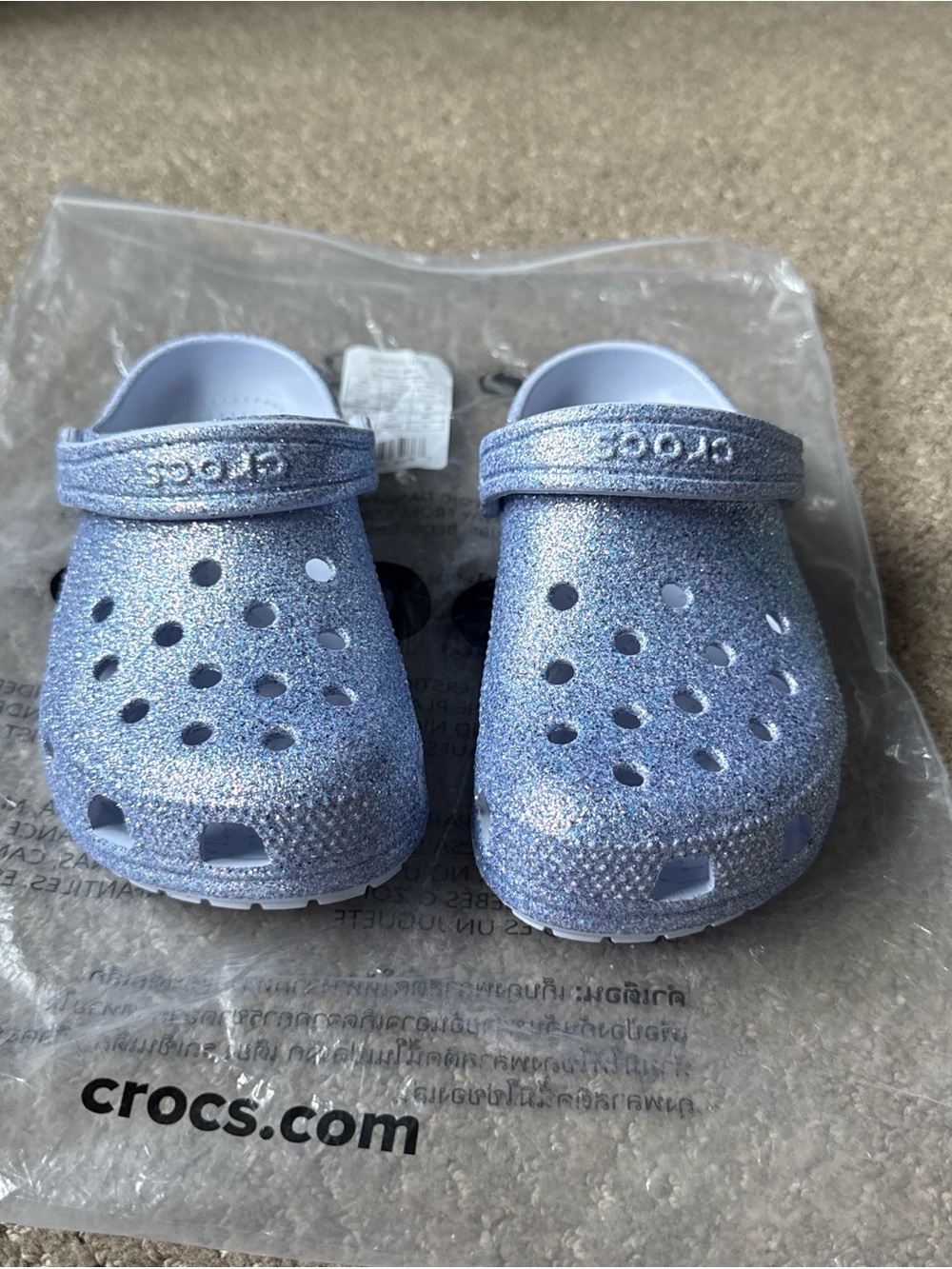 Brand New- CROCS Kids Glitter Clog in Shimmery Lavender-Blue
